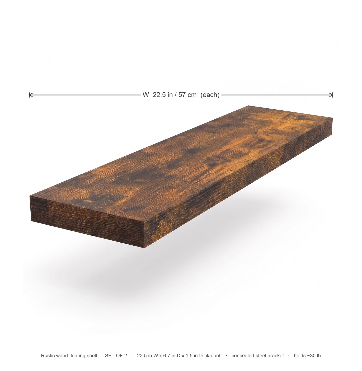 Ridge floating shelves dimensions diagram