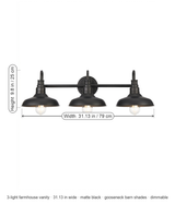 Doria vanity light dimensions diagram