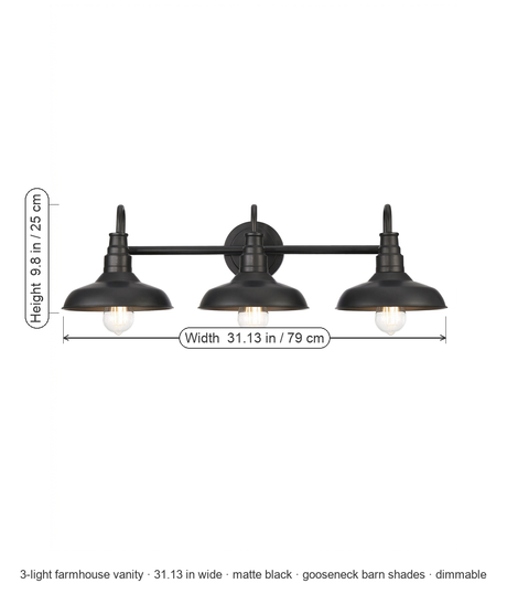 Doria vanity light dimensions diagram