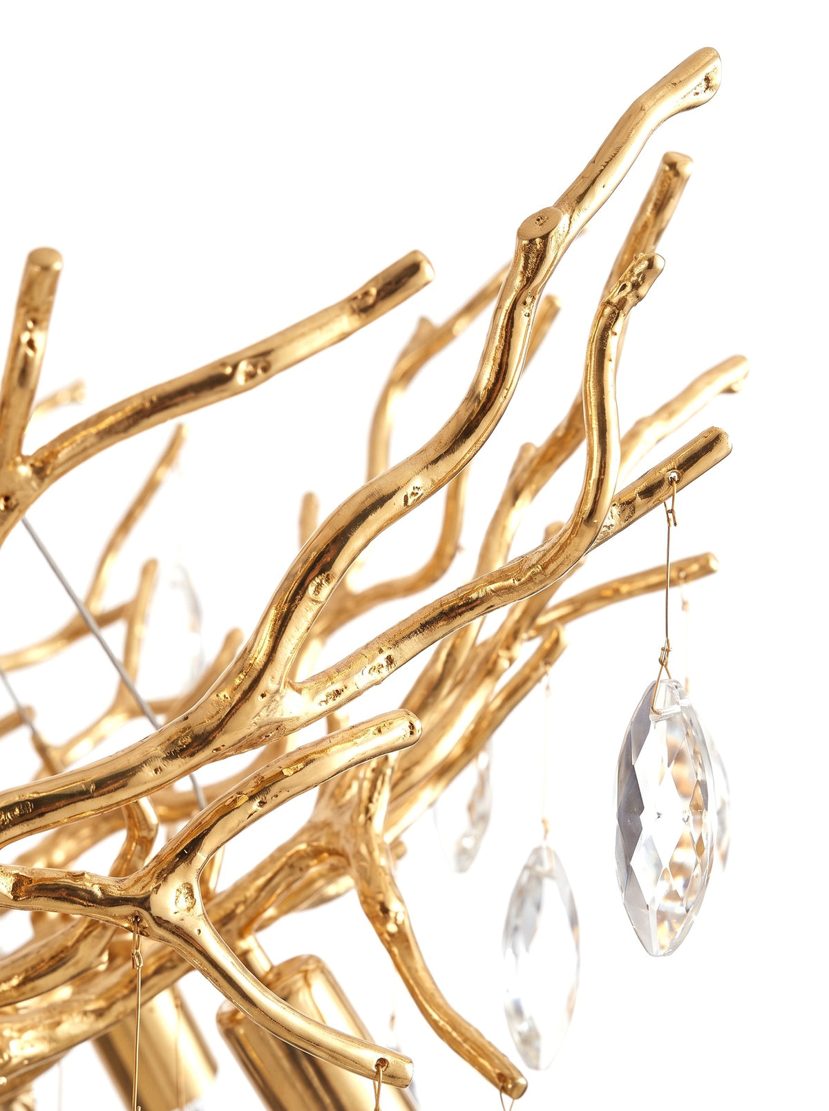 Close-up of the cast gold branch frame