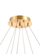 Close-up of the gold ceiling canopy and suspension cables