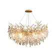Albero gold branch crystal chandelier, studio view on white