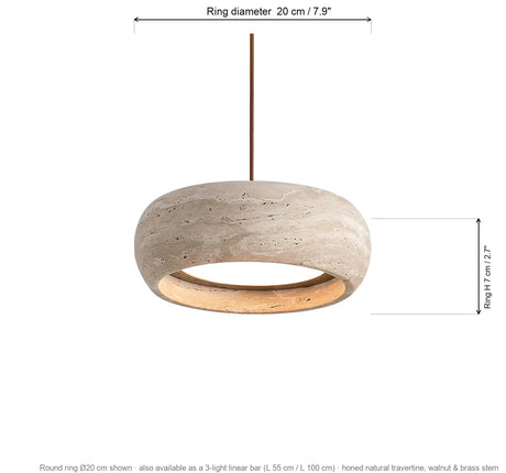 Anello dimensions: ring diameter 20 cm, height 7 cm; also linear bar options