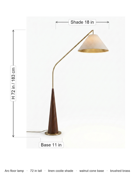 Cyra arc floor lamp dimensions diagram