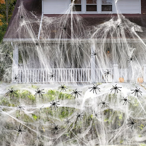 Real 1500 sqft Halloween cobweb with 50 spiders product photo