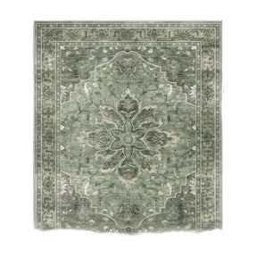 Juniper sage vintage medallion rug, flat studio on white