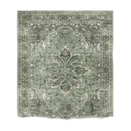 Juniper sage vintage medallion rug, flat studio on white