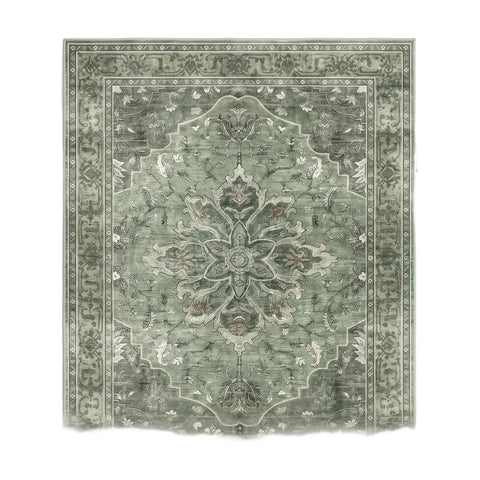 Juniper sage vintage medallion rug, flat studio on white
