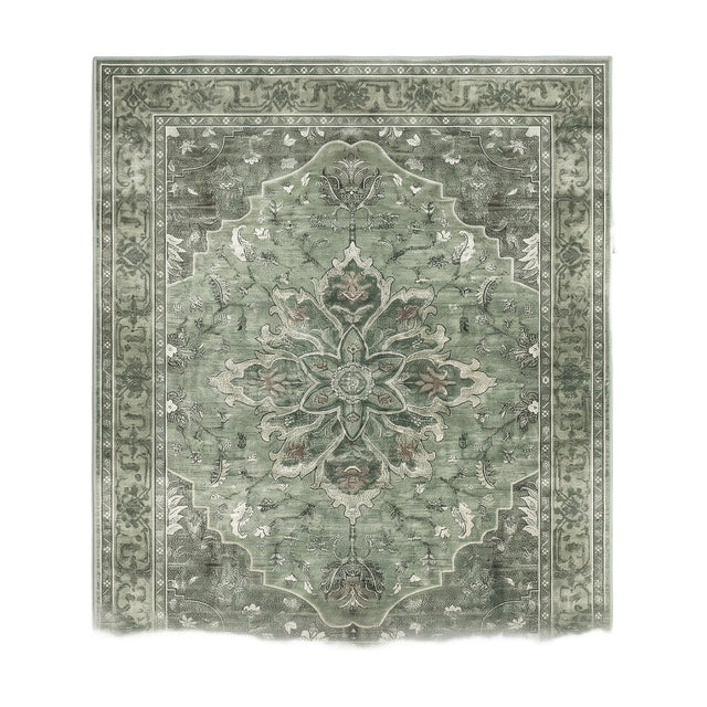 Juniper sage vintage medallion rug, flat studio on white