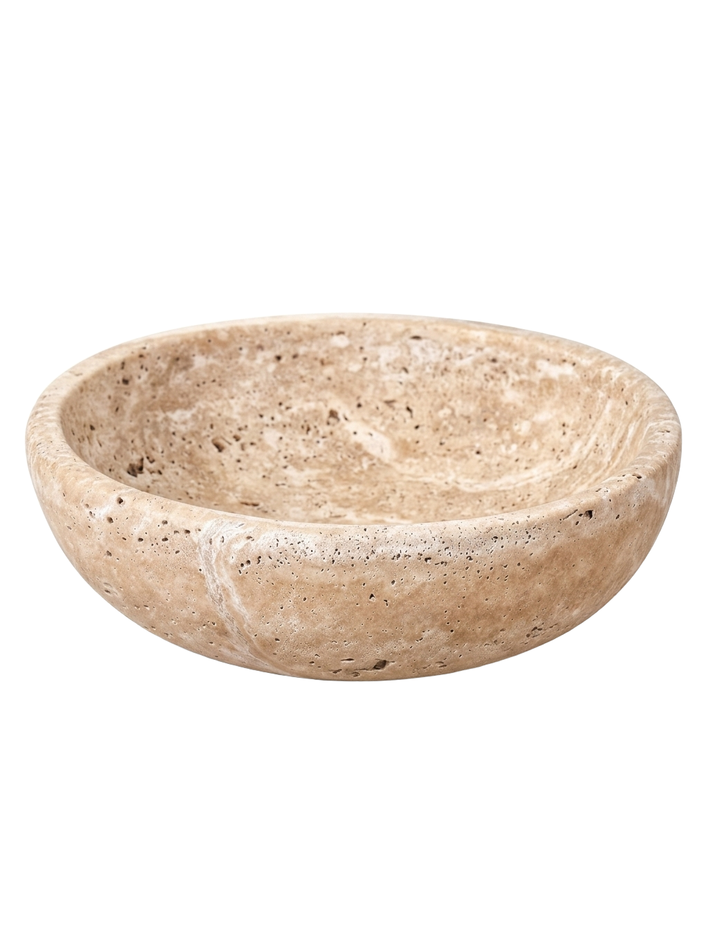 Cava travertine bowl — studio white
