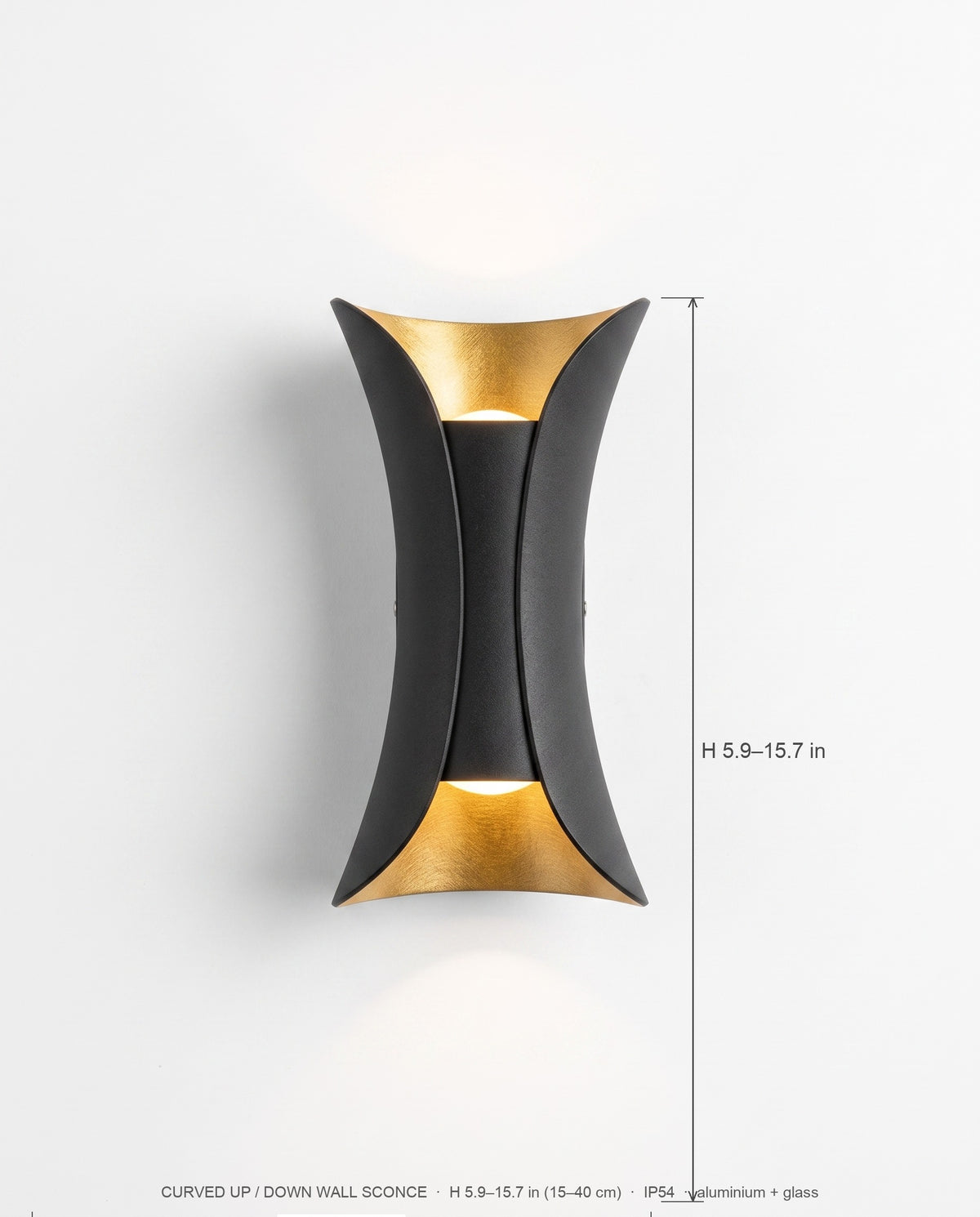 Curved up/down wall sconce dimensions diagram