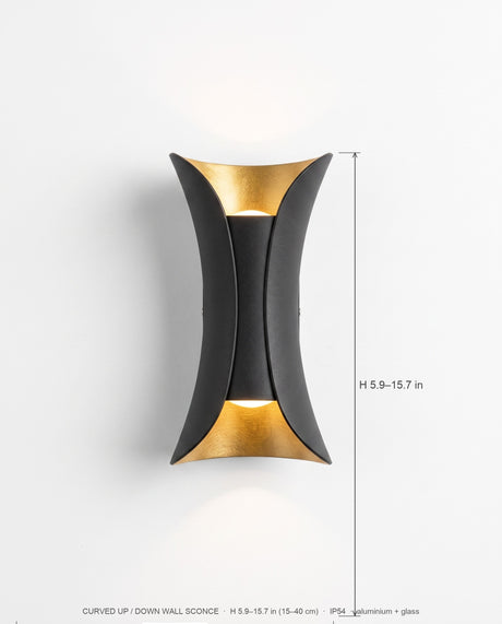 Curved up/down wall sconce dimensions diagram