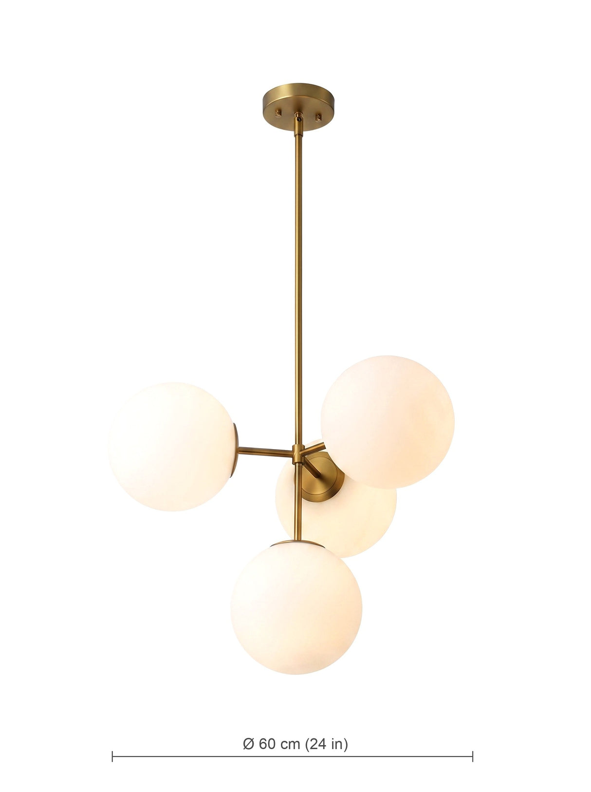 Globe chandelier dimensions: approximately 60 cm diameter
