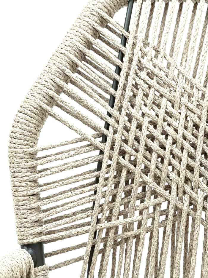 Corda hand-woven rope backrest, close-up on white