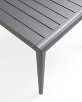 Tavola aluminium slat table top and leg — close-up on white