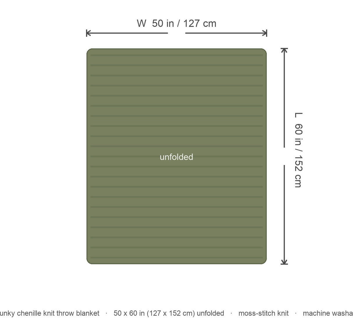 Fern chunky knit throw dimensions diagram
