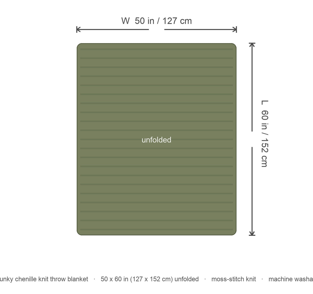 Fern throw dimensions diagram