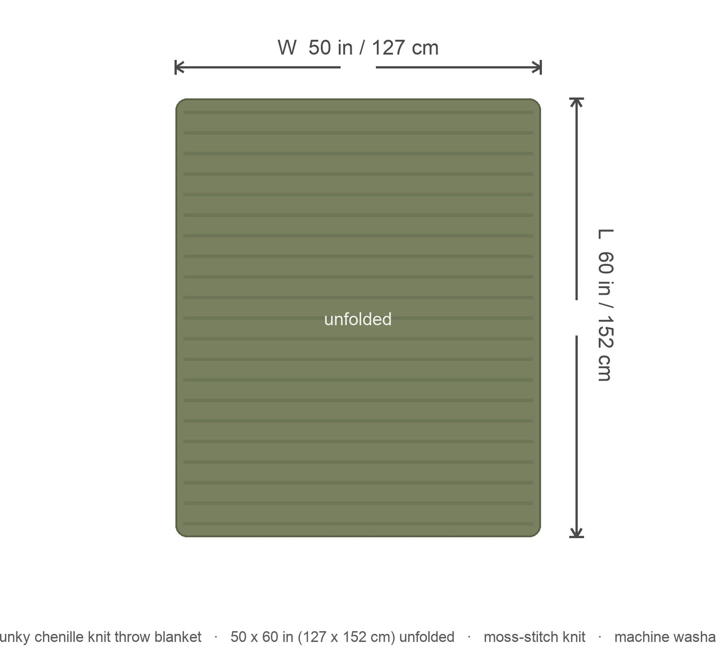 Fern throw dimensions diagram
