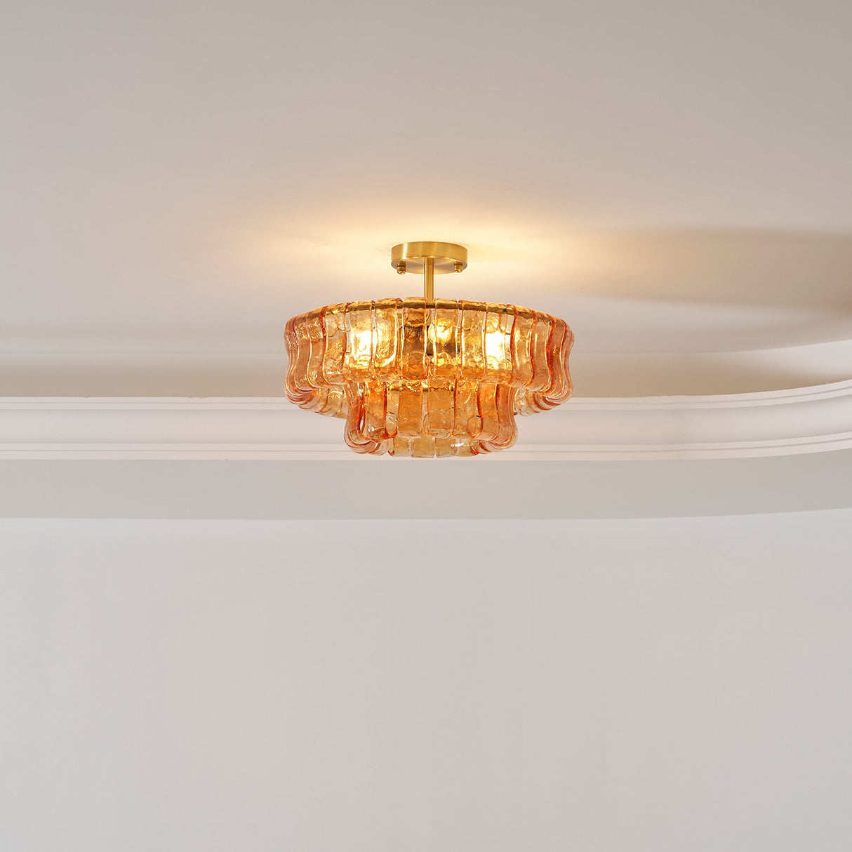 Ghiaccio tiered art-glass semi-flush ceiling light — supplier photo