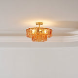 Ghiaccio tiered art-glass semi-flush ceiling light — supplier photo