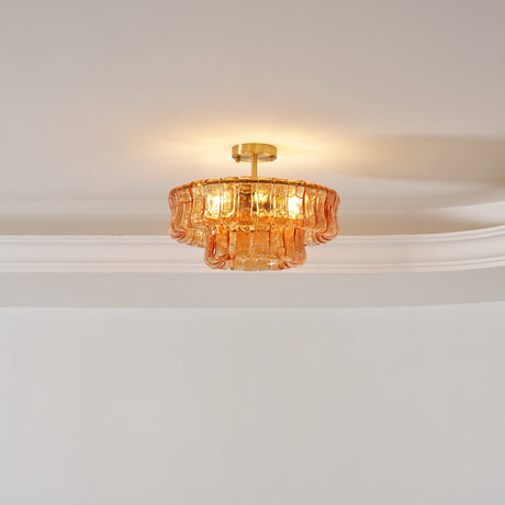 Ghiaccio tiered art-glass semi-flush ceiling light — supplier photo