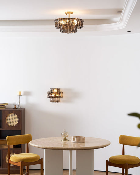 Ghiaccio tiered art-glass semi-flush ceiling light — supplier photo