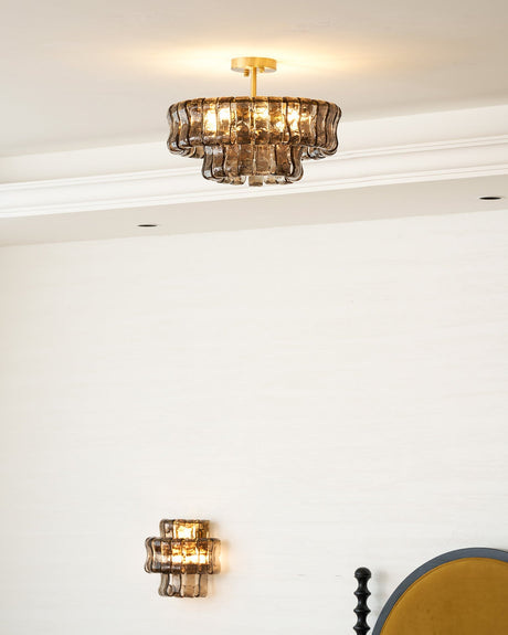 Ghiaccio tiered art-glass semi-flush ceiling light — supplier photo