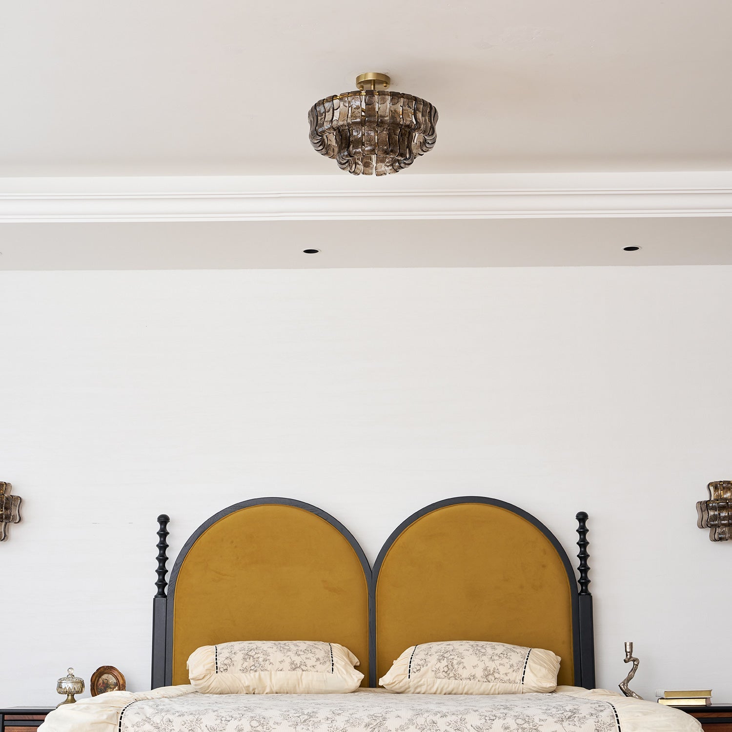 Ghiaccio tiered art-glass semi-flush ceiling light — supplier photo