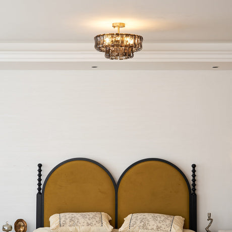 Ghiaccio tiered art-glass semi-flush ceiling light — supplier photo