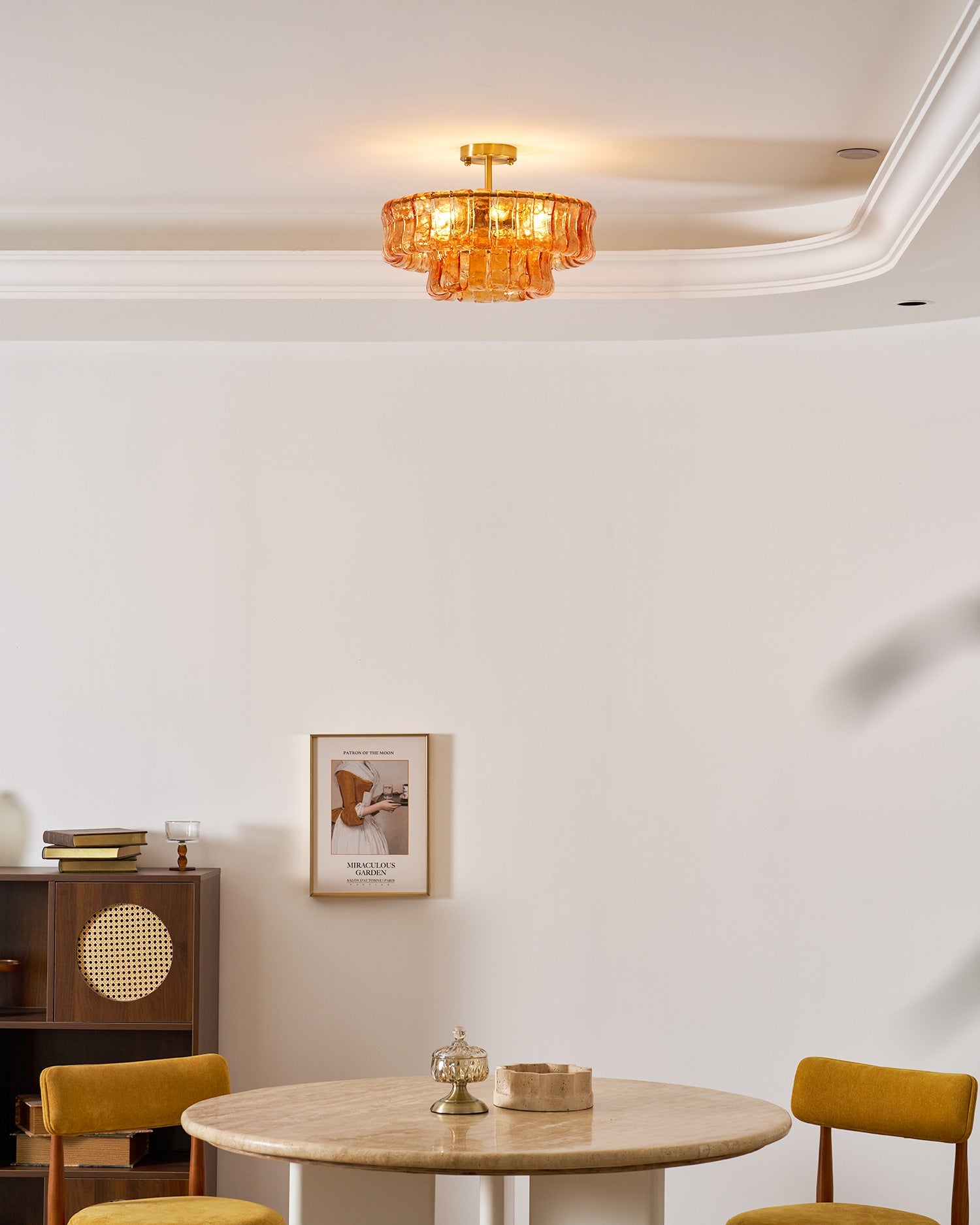Ghiaccio tiered art-glass semi-flush ceiling light — supplier photo