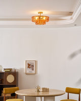 Ghiaccio tiered art-glass semi-flush ceiling light — supplier photo