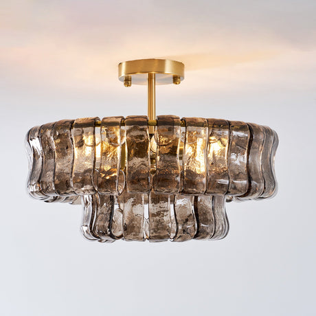 Ghiaccio tiered art-glass semi-flush ceiling light — supplier photo