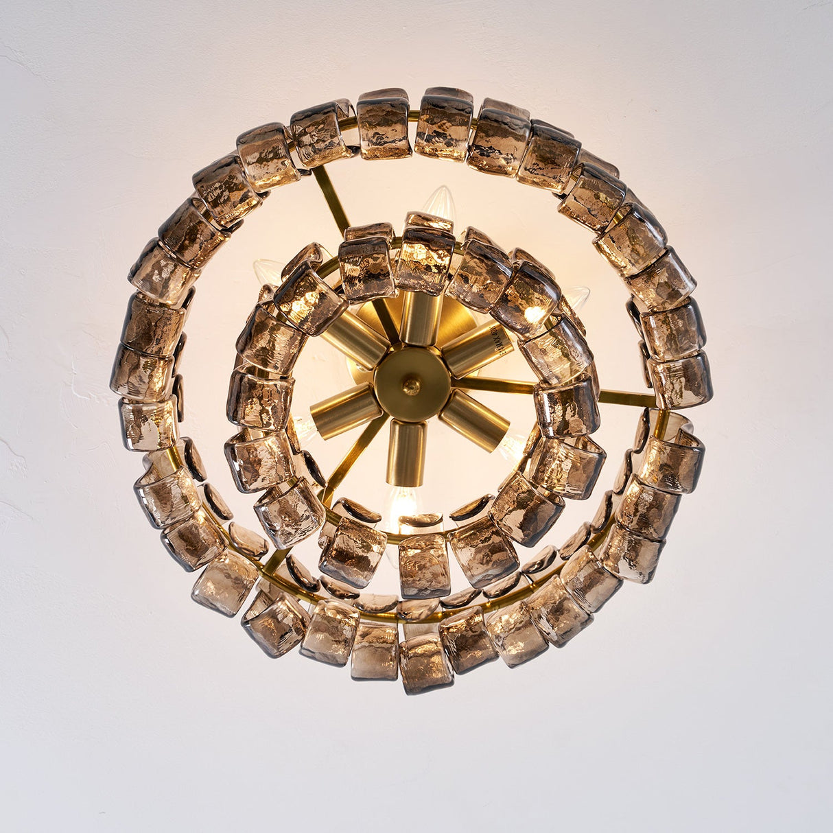 Ghiaccio tiered art-glass semi-flush ceiling light — supplier photo
