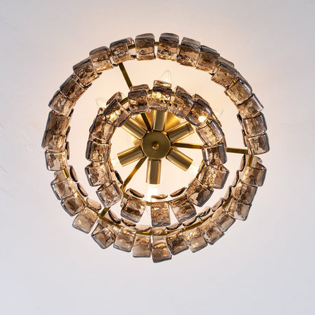 Ghiaccio tiered art-glass semi-flush ceiling light — supplier photo