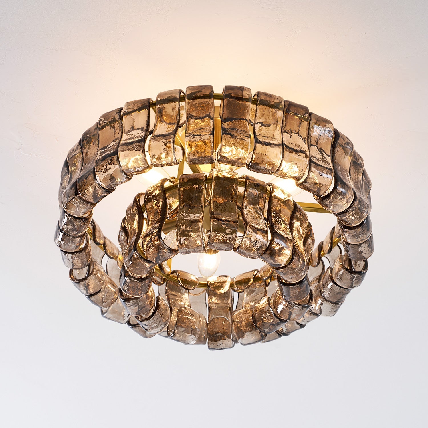 Ghiaccio tiered art-glass semi-flush ceiling light — supplier photo