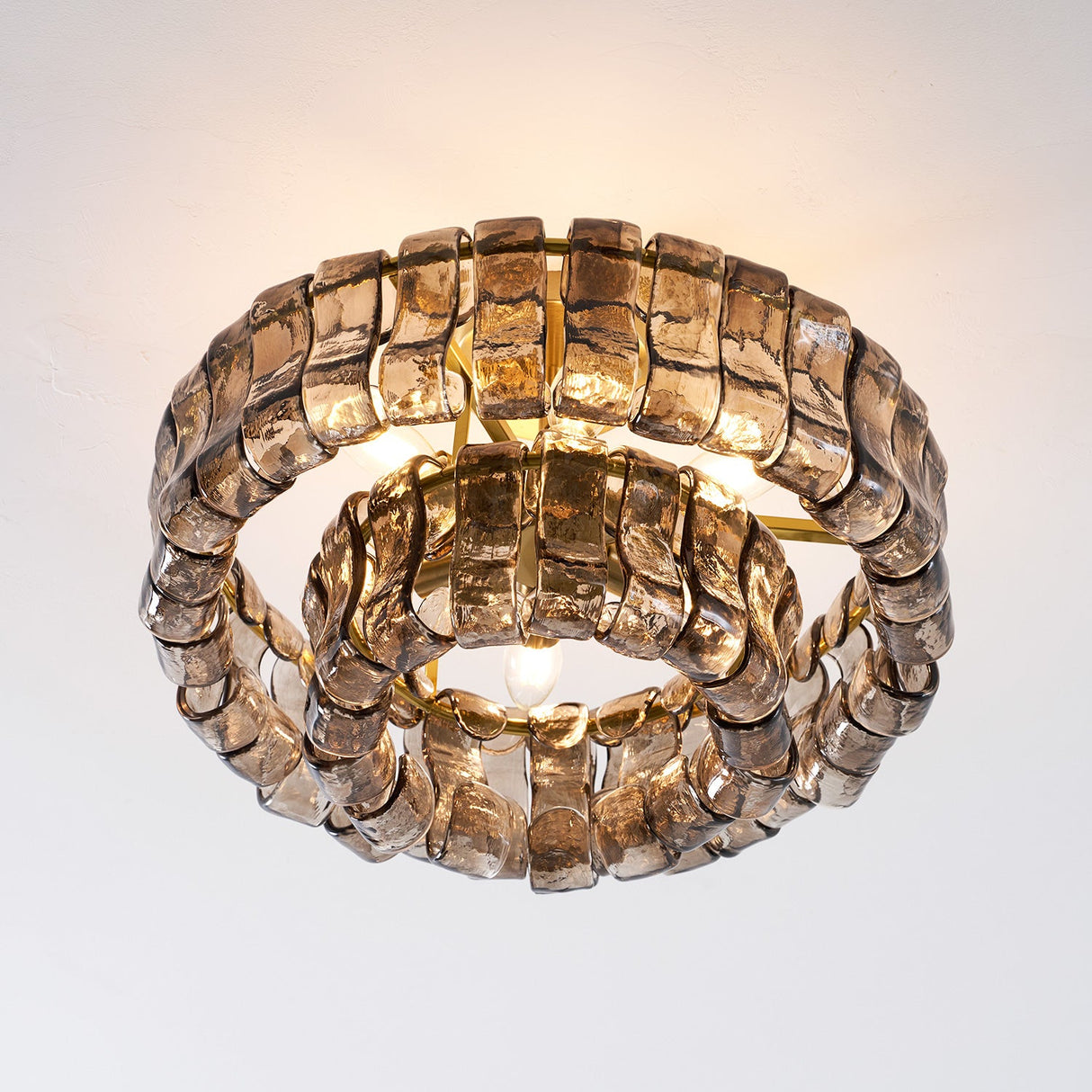 Ghiaccio tiered art-glass semi-flush ceiling light — supplier photo