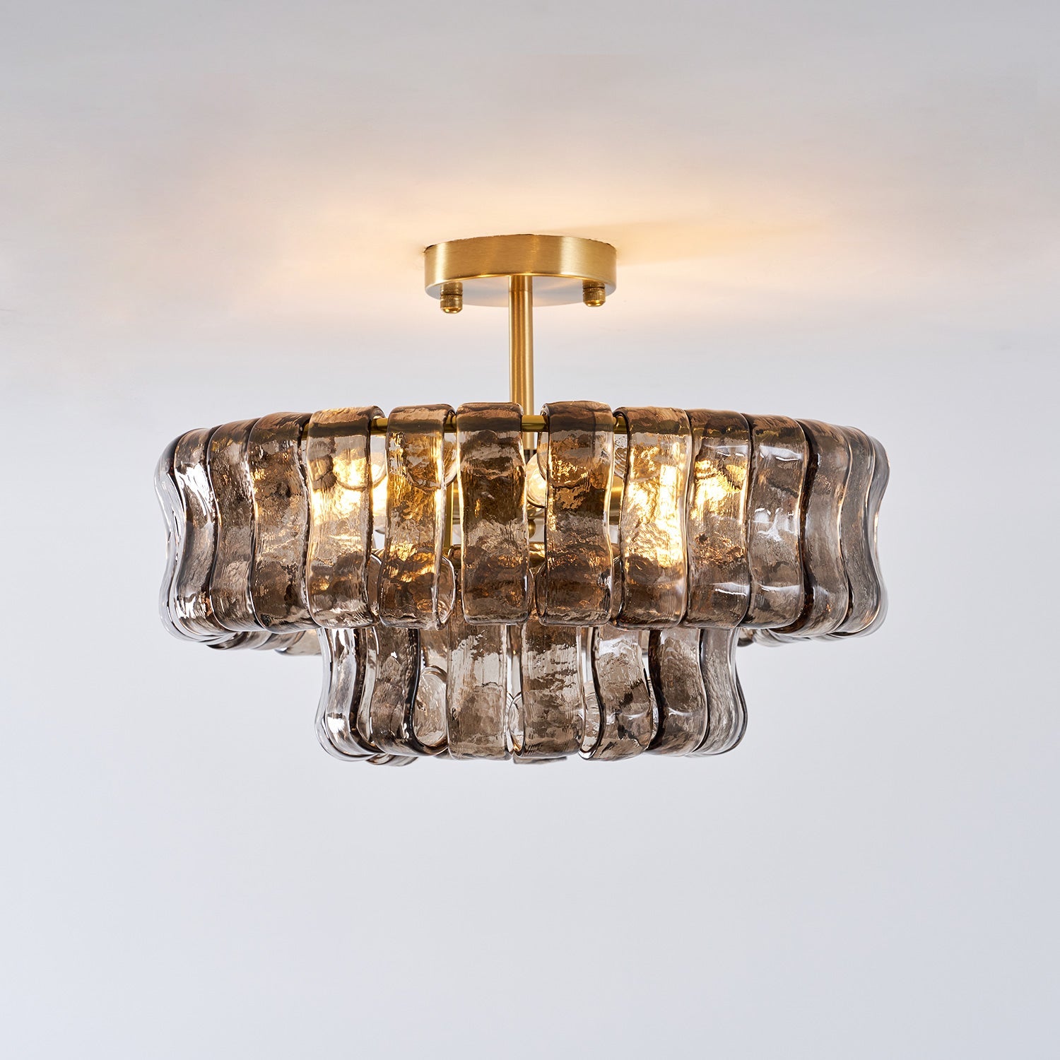Ghiaccio tiered art-glass semi-flush ceiling light — supplier photo