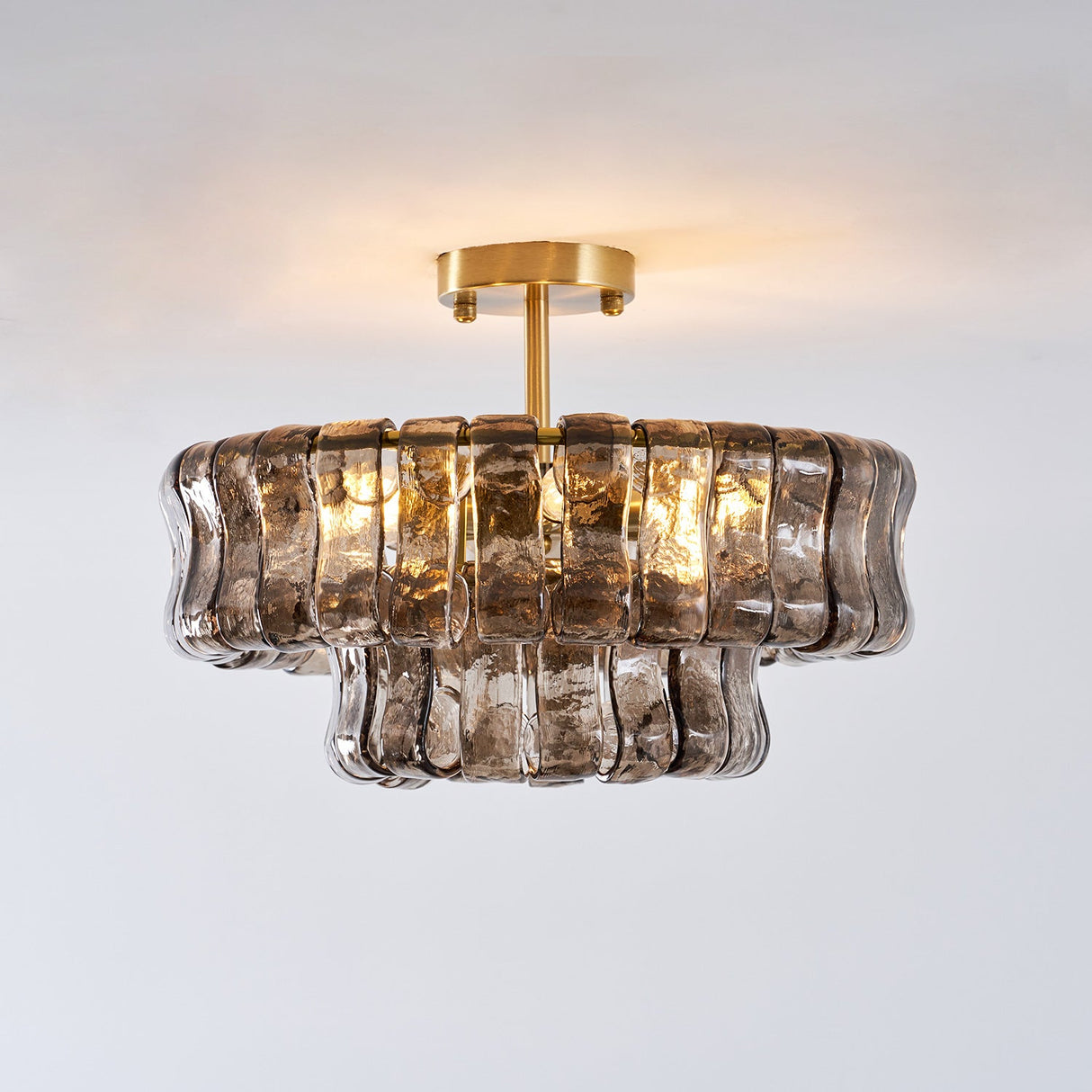 Ghiaccio tiered art-glass semi-flush ceiling light — supplier photo