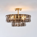 Ghiaccio tiered art-glass semi-flush ceiling light — supplier photo