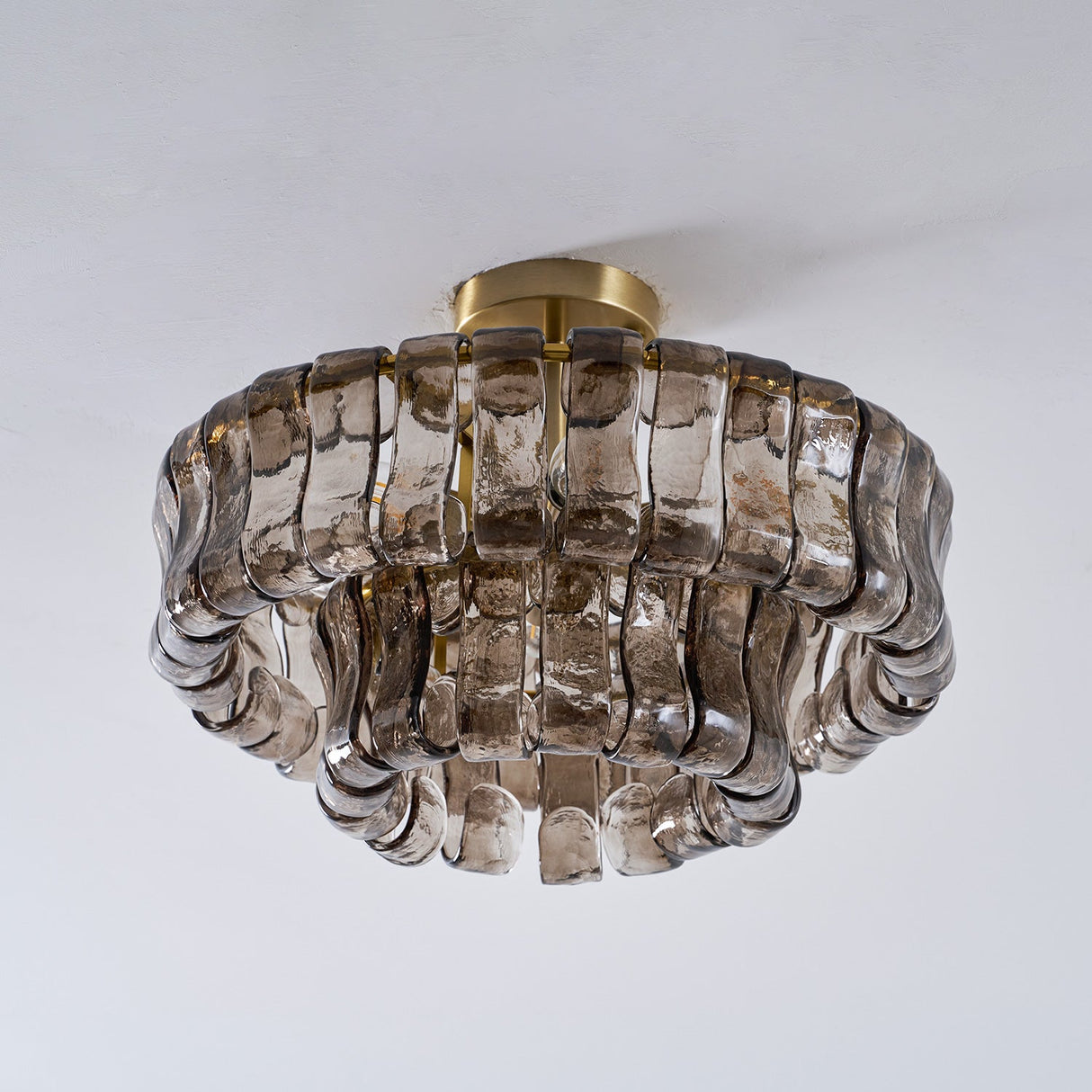 Ghiaccio tiered art-glass semi-flush ceiling light — supplier photo