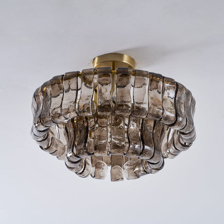 Ghiaccio tiered art-glass semi-flush ceiling light — supplier photo