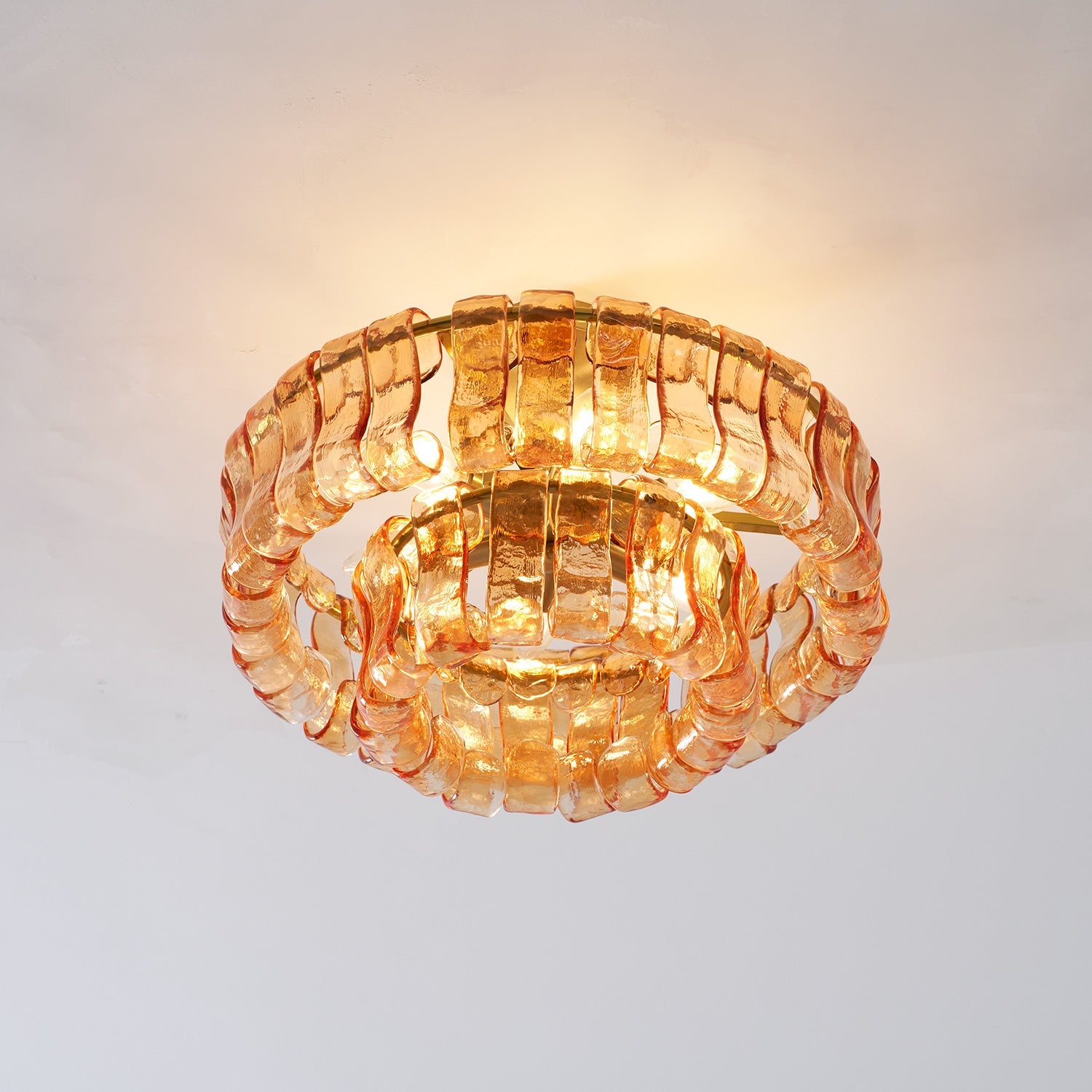 Ghiaccio tiered art-glass semi-flush ceiling light — supplier photo