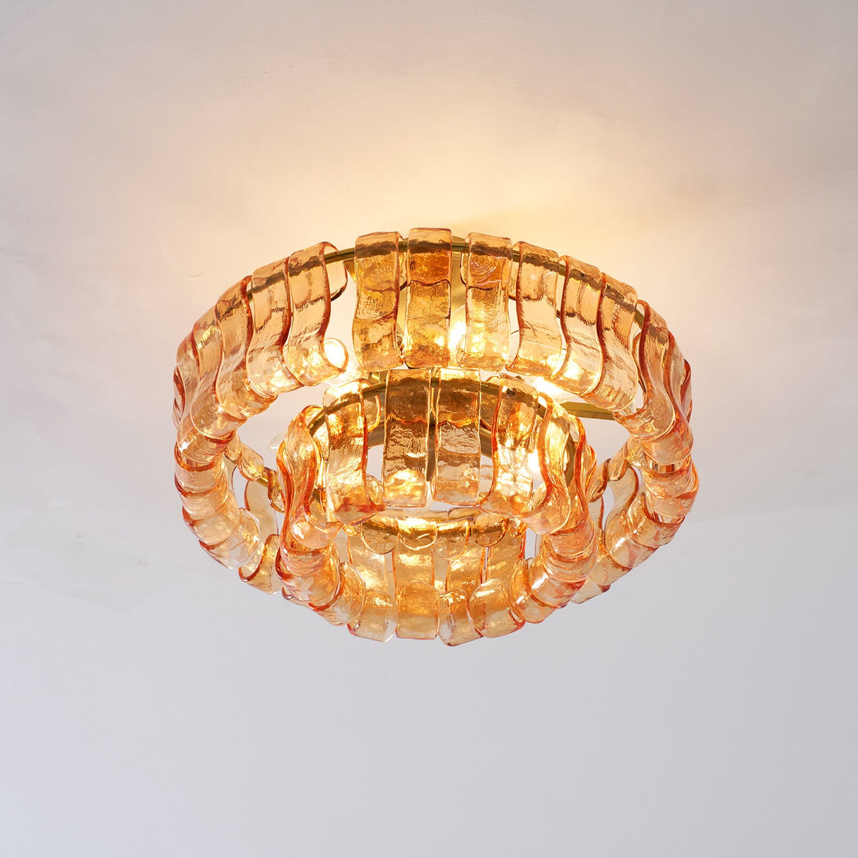 Ghiaccio tiered art-glass semi-flush ceiling light — supplier photo