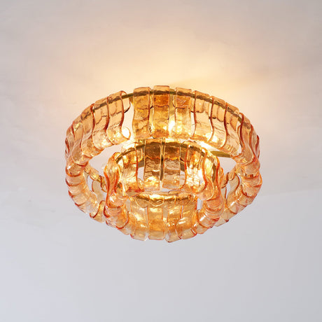 Ghiaccio tiered art-glass semi-flush ceiling light — supplier photo