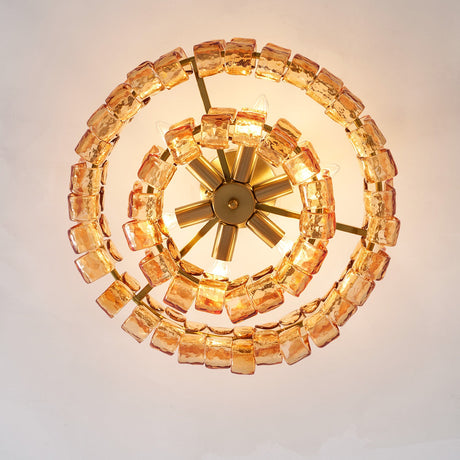 Ghiaccio tiered art-glass semi-flush ceiling light — supplier photo