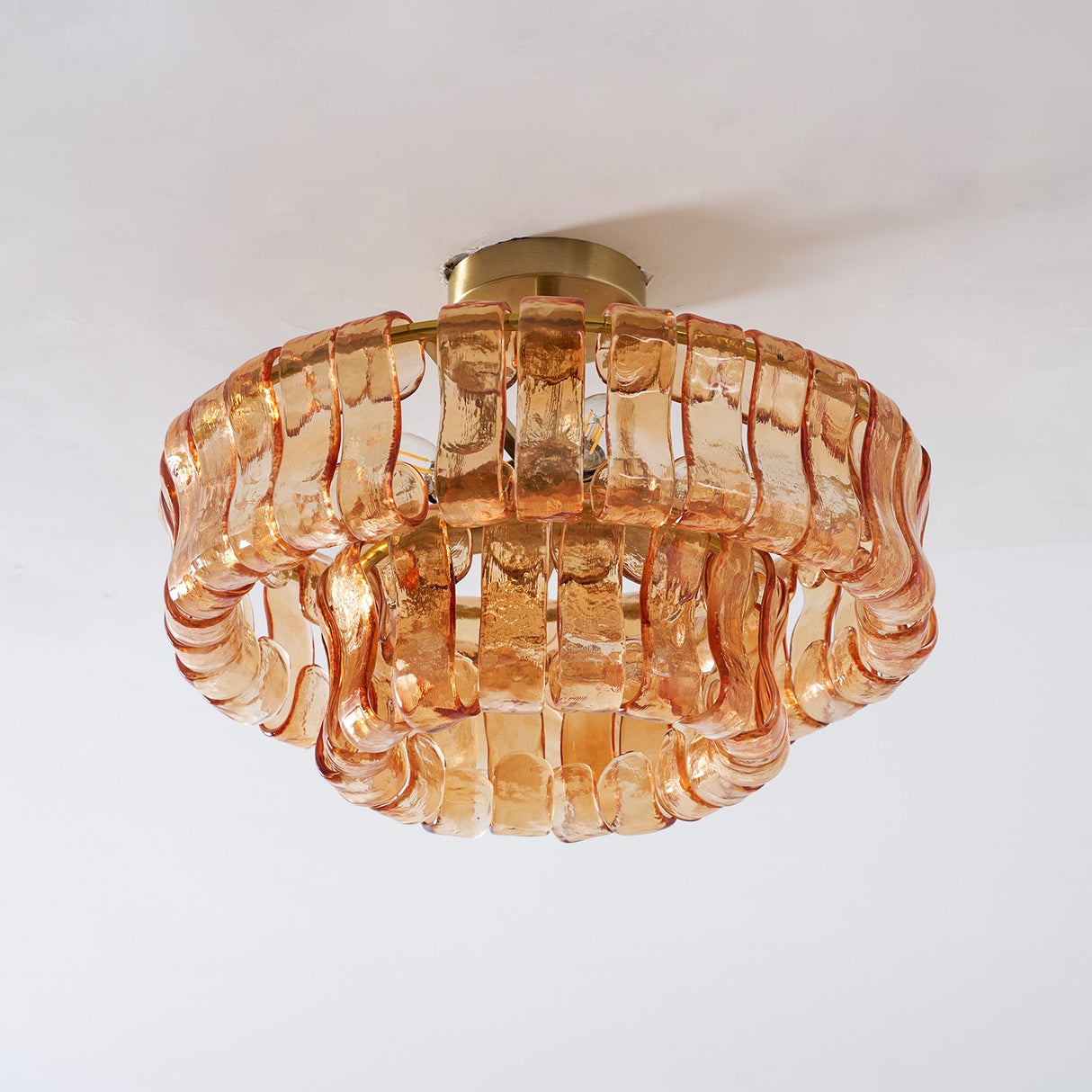 Ghiaccio tiered art-glass semi-flush ceiling light — supplier photo