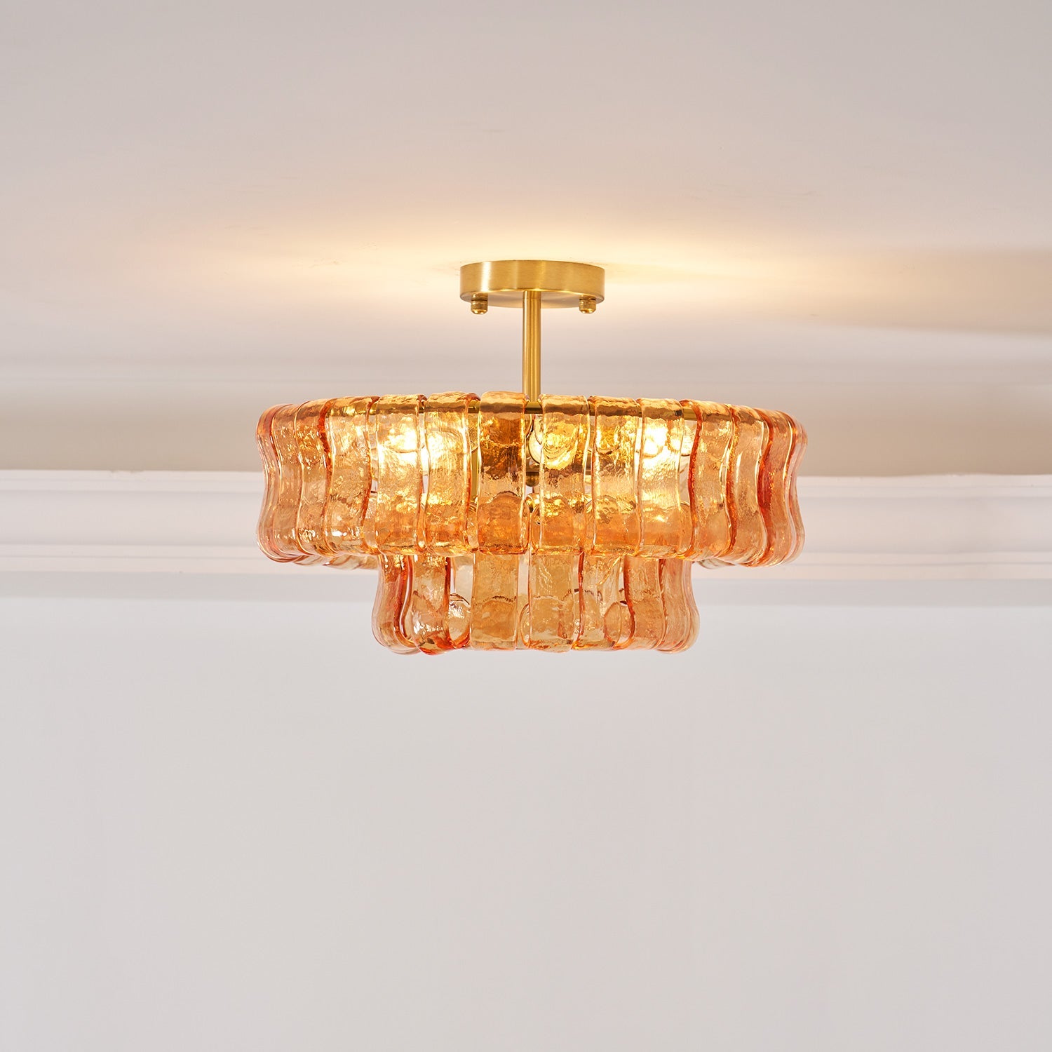 Ghiaccio tiered art-glass semi-flush ceiling light — supplier photo
