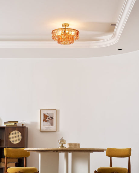 Ghiaccio tiered art-glass semi-flush ceiling light — supplier photo