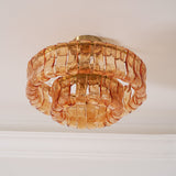 Ghiaccio tiered art-glass semi-flush ceiling light — supplier photo