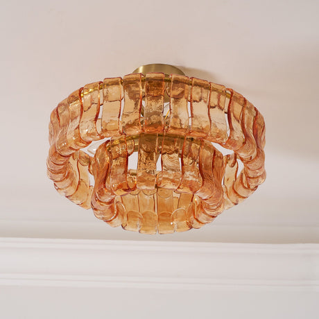 Ghiaccio tiered art-glass semi-flush ceiling light — supplier photo